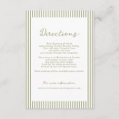 Carte D'accompagnement Olive Green Modern Wedding Directions Card (Devant)