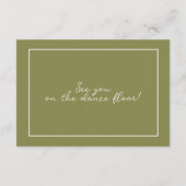 Carte D'accompagnement Olive Green Modern Wedding RSVP Card (Dos)