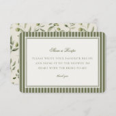Carte D'accompagnement Olive Martini Green Striped Share a Recipe Insert (Devant / Derrière)