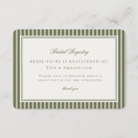 Carte D'accompagnement Olive Martini Tini Bit Closer Bridal Registry (Devant)
