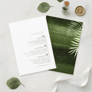Carte D'accompagnement Olive Oasis Feuilles de Palmier Mariage Détails ID