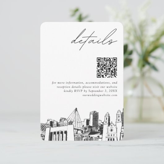 Carte D'accompagnement Omaha Mariage détails modernes QR Code (Debout devant)