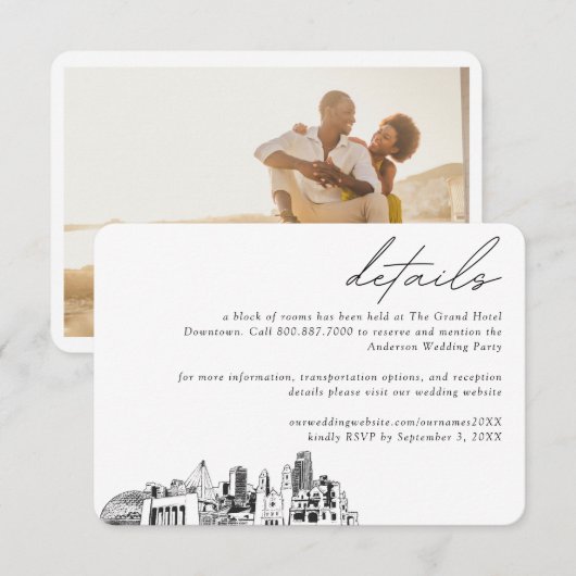 Carte D'accompagnement Omaha Mariage Hotel Détails du bloc de chambre (Devant / Derrière)