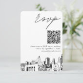 Carte D'accompagnement Omaha Mariage moderne RSVP QR Code (Debout devant)