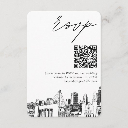 Carte D'accompagnement Omaha Mariage moderne RSVP QR Code (Devant)