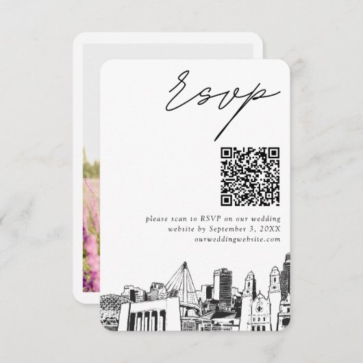 Carte D'accompagnement Omaha Mariage moderne RSVP QR Code (Devant / Derrière)