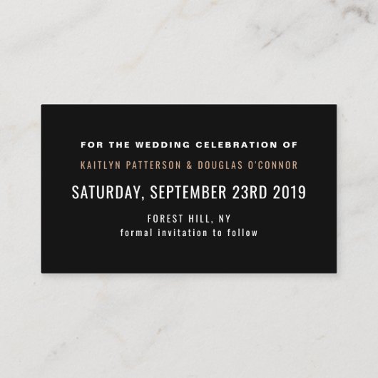 Carte D'accompagnement Ombré d'or, moderne Enregistrer la date (Dos)