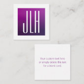 Carte D'accompagnement Ombre violet et initiales blanches ou autre texte (Devant / Derrière)