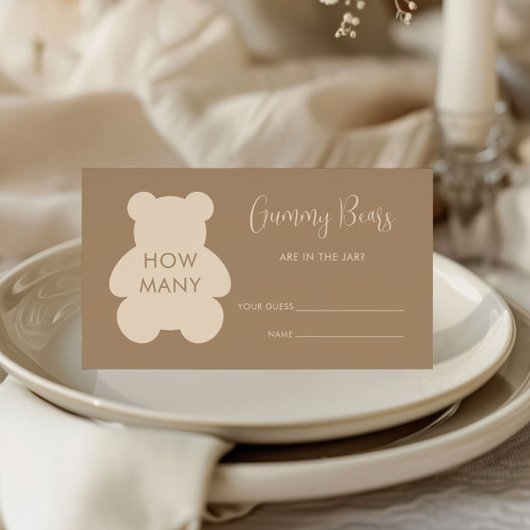 Carte D'accompagnement On Attend avec Impatience Beige Devinez Combien d'