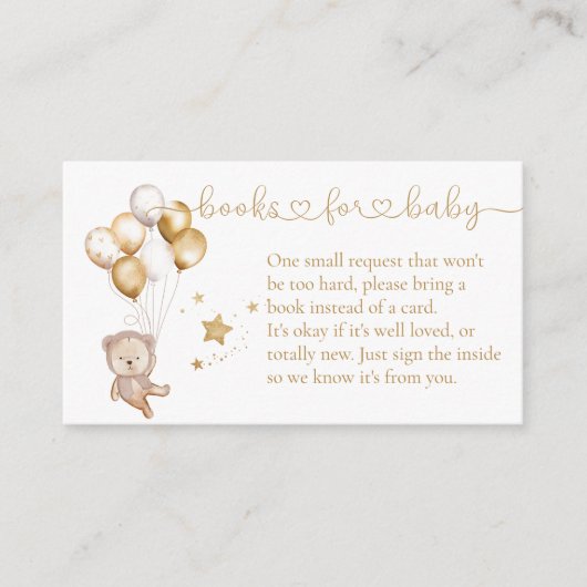 Carte D'accompagnement On Peut Attendre De L'Or Ballons Bear Book Demande (Devant)