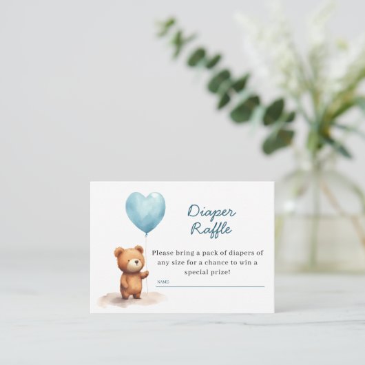 Carte D'accompagnement On Peut Attendre Teddy Bear Blue Diaper Raffin (Debout devant)