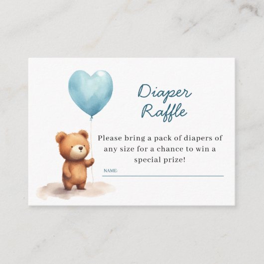 Carte D'accompagnement On Peut Attendre Teddy Bear Blue Diaper Raffin (Devant)