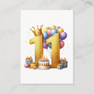 Carte D'accompagnement Onzième anniversaire doré
