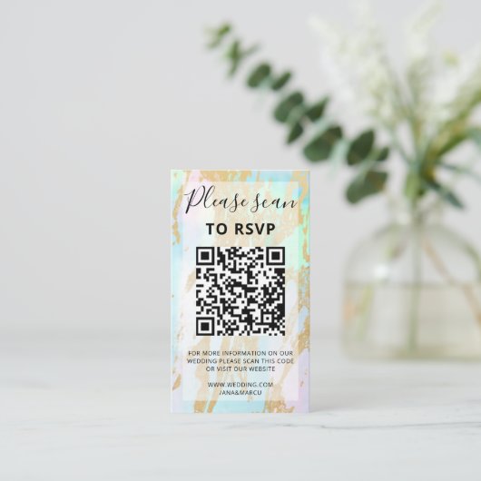Carte D'accompagnement Opal Gemstone Gold Elegant moderne avec code QR (Debout devant)