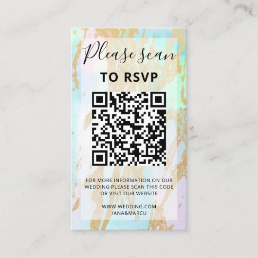 Carte D'accompagnement Opal Gemstone Gold Elegant moderne avec code QR (Devant)