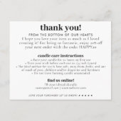 Carte D'accompagnement Open Smile Enjoy Candle Care Merci Business (Dos)