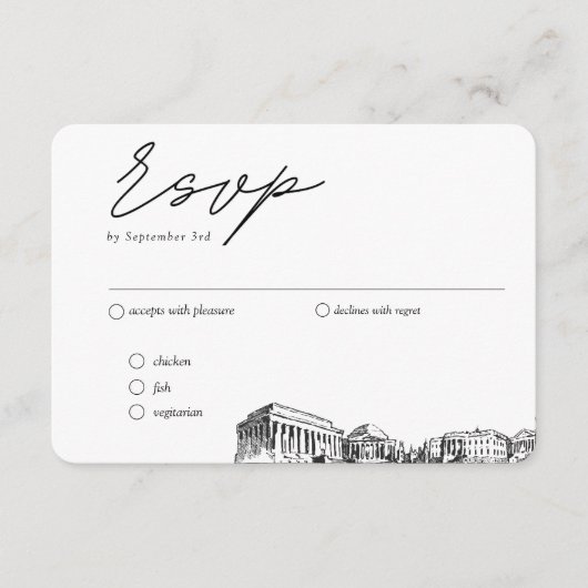 Carte D'accompagnement Option de repas traditionnel Mariage RSVP de Washi (Devant)