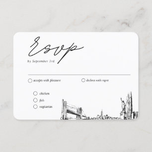 Carte D'accompagnement Option de repas traditionnel RSVP Mariage de New Y