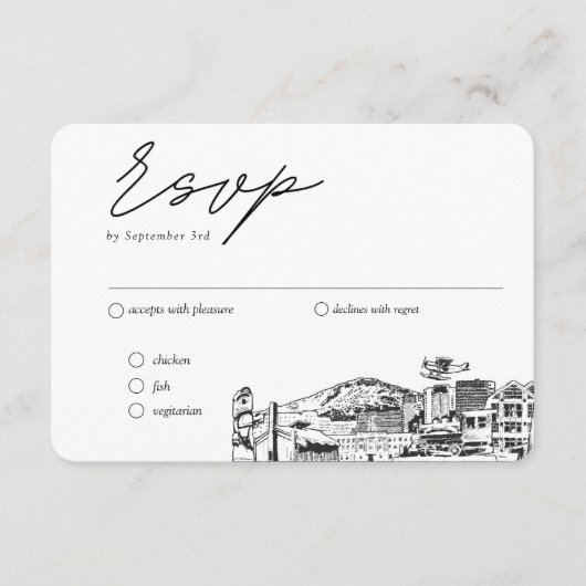 Carte D'accompagnement Option de repas traditionnel RSVP pour Mariage d'a (Devant)