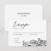 Carte D'accompagnement Option de repas traditionnel RSVP pour Mariage d'a (Devant / Derrière)