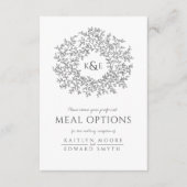 Carte D'accompagnement Options de monogramme de feuille blanche de charbo (Devant)