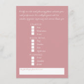 Carte D'accompagnement Options de monogramme de feuille rose pâle mariage (Dos)