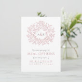 Carte D'accompagnement Options de monogramme de feuille rose pâle mariage (Debout devant)