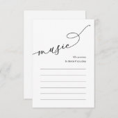 Carte D'accompagnement Options de musique pour la chanson du dîner de mar (Devant / Derrière)