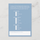 Carte D'accompagnement Options de repas mariage bleu pâle (Dos)