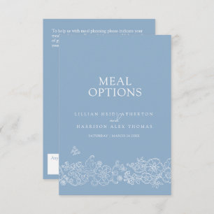 Carte D'accompagnement Options de repas mariage bleu pâle