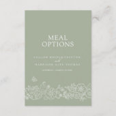 Carte D'accompagnement Options de repas mariage sauge vert blanc fleur (Devant)