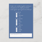 Carte D'accompagnement Options de repas monogramme mariage bleu feuille b (Dos)