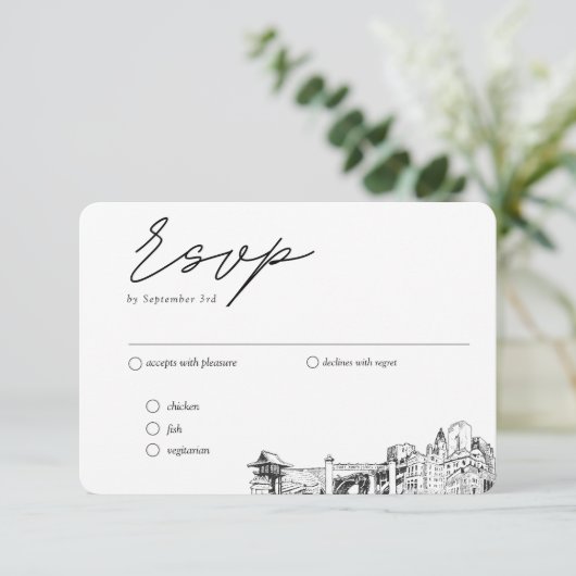 Carte D'accompagnement Options de repas traditionnel RSVP Mariage Fort Wo (Debout devant)