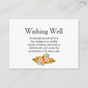Carte D'accompagnement Or Blush Orange Floral Mariage Wishing well