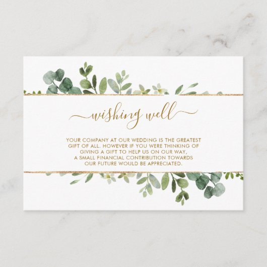 Carte D'accompagnement Or botanique et Mariage vert Wishing well (Devant)