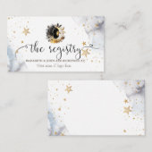 Carte D'accompagnement Or céleste Soleil, Lune, Étoiles Fleurs (Devant / Derrière)