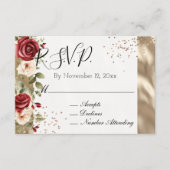 Carte D'accompagnement Or Champagne Roses Rouges Crème Mariage (Devant)