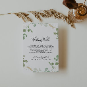 Carte D'accompagnement Or Eucalyptus Foliage Mariage Wishing well