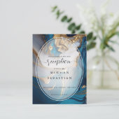 Carte D'accompagnement Or liquide Abstrait sur marbre bleu (Debout devant)