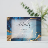 Carte D'accompagnement Or liquide Abstrait sur marbre bleu (Debout devant)