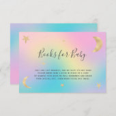 Carte D'accompagnement or lune étoiles arc-en-ciel apporter un livre baby (Devant / Derrière)