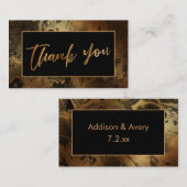 Carte D'accompagnement Or moderne et Merci noir marbré (Devant / Derrière)