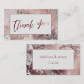 Carte D'accompagnement Or Rose moderne et Merci marbré gris clair (Devant / Derrière)