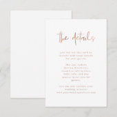 Carte D'accompagnement Or Rose moderne Faux | Détails de l'invité Mariage (Devant / Derrière)