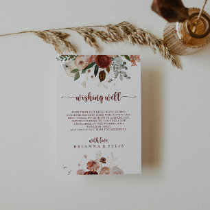 Carte D'accompagnement Or Rustique coloré Mariage Floral Wishing well