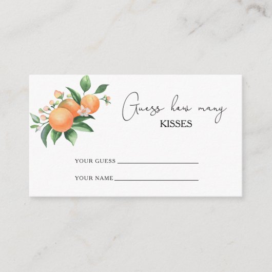 Carte D'accompagnement Orange citrus - devine combien de baisers jeu de m (Devant)