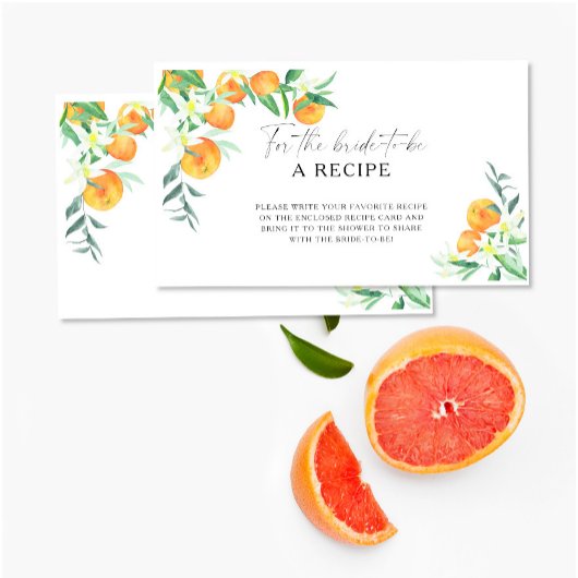 Carte D'accompagnement Orange Citrus - Recette pour la future mariée