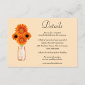 Carte D'accompagnement Orange Flowers Mason Jar Détails du Mariage (Devant)