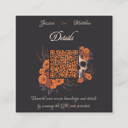 Carte D'accompagnement Orange Flowers Minimal Budget QR code Détails cart (Devant)