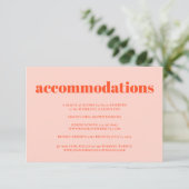 Carte D'accompagnement Orange Pink Minimalist Wedding Accommodations (Debout devant)